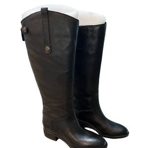 Sam Edelman Women's Penny 2 Wide Calf Leather Riding Boots Black Size 5.5 NEW